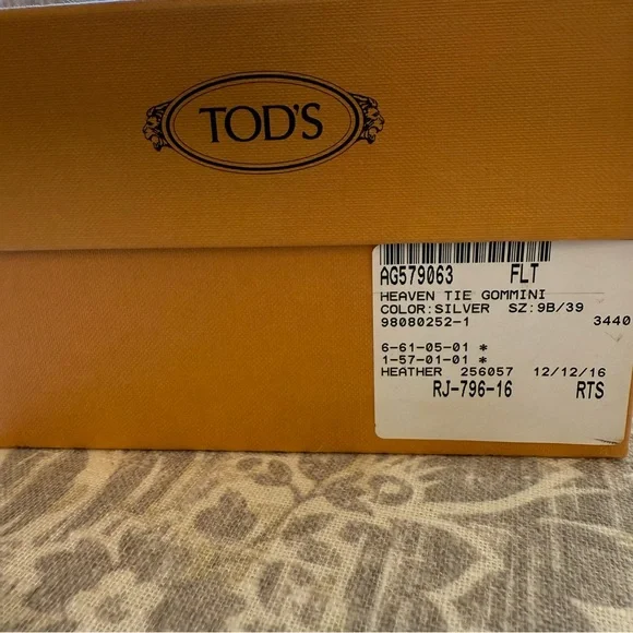 EUC Tod's Silver Stripe Leather Loafers Driving Moccasins size 9 - Picture 12 of 14